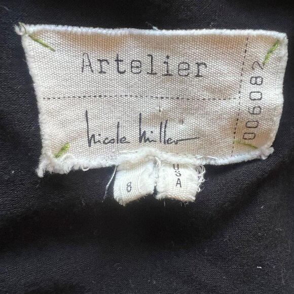 ARTELIER Nicole Miller Size 8 Black Yellow White Geometric Blouson Pencil Dress - Picture 2 of 13